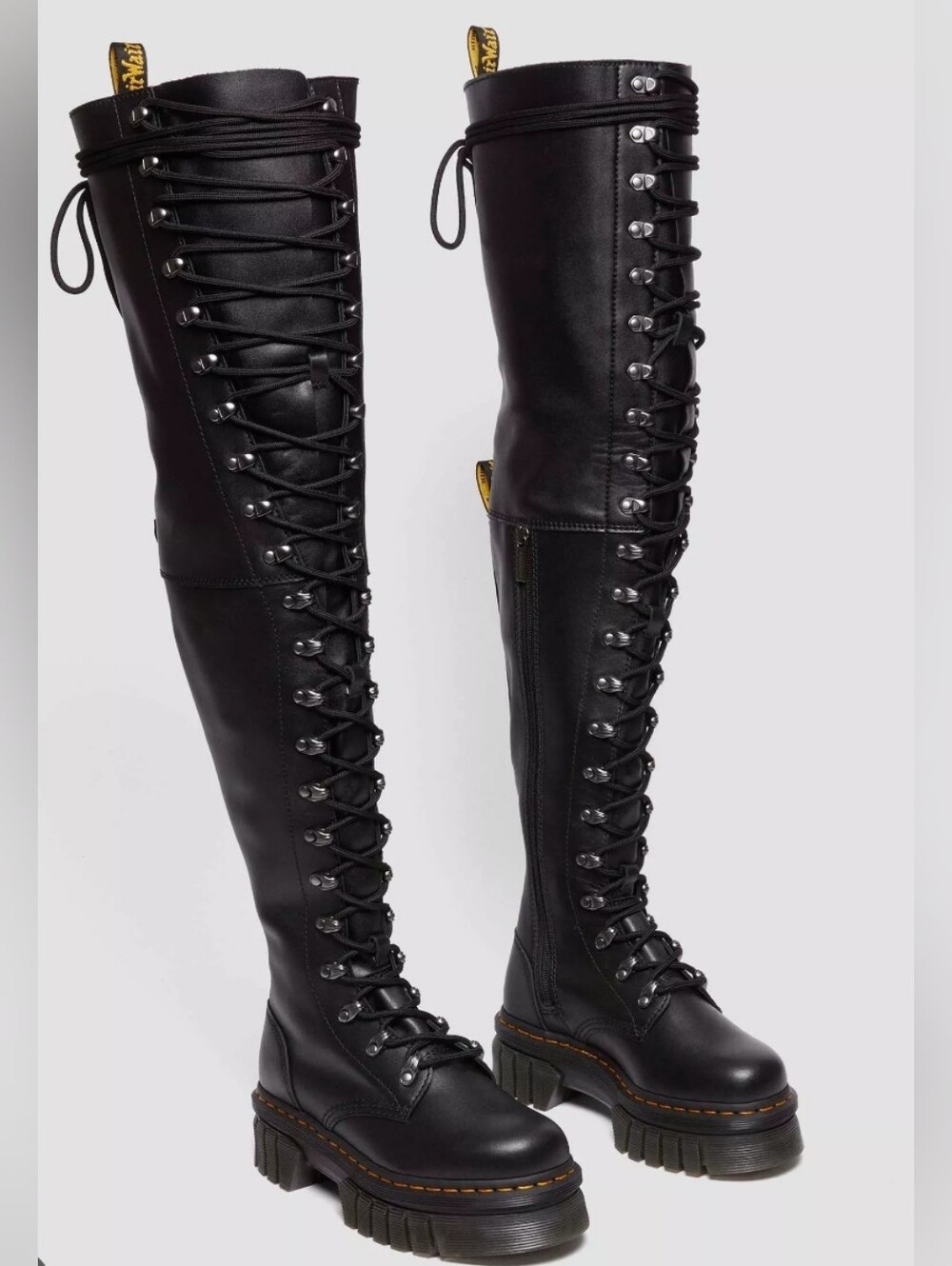NEW DR. MARTENS AUDRICK 22-EYE EXTREME LACE KNEE HIGH PLATFORM BOTOS